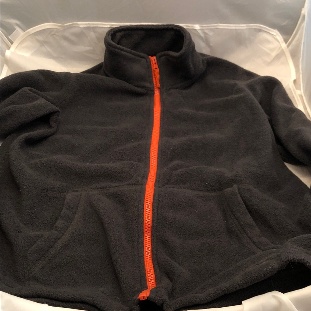 Kids The Children's Place Charcoal grey Fleece Jacket with Orange Zipper
